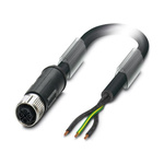 Phoenix Contact Straight Female 3 way M12 to Unterminated Sensor Actuator Cable, 1m