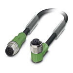 Phoenix Contact Straight Male 8 way M12 to Right Angle Female 8 way M12 Sensor Actuator Cable, 3m