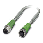 Phoenix Contact Male 4 way M12 to Female 4 way M12 Sensor Actuator Cable, 3m