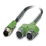 Phoenix Contact Male 4 way M12 to Female 4 way M12 x 2 Sensor Actuator Cable, 3m