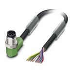 Phoenix Contact Right Angle Male 8 way M12 to Sensor Actuator Cable, 10m