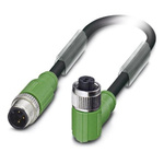 Phoenix Contact Male 3 way M12 to Female 3 way M12 Sensor Actuator Cable, 600mm