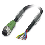 Phoenix Contact Male 8 way M12 to 8 way Unterminated Sensor Actuator Cable, 1.5m