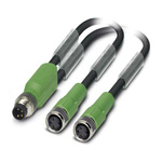Phoenix Contact Male 3 way M8 to Female 3 way M8 Sensor Actuator Cable, 600mm
