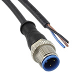 TE Connectivity Straight Male 3 way M12 to Unterminated Sensor Actuator Cable, 1.5m