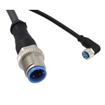 TE Connectivity Right Angle Female 4 way M12 to Straight Male 4 way M12 Sensor Actuator Cable, 1.5m
