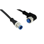 TE Connectivity Right Angle Female 5 way M12 to Straight Male 5 way M12 Sensor Actuator Cable, 1.5m