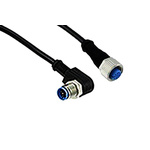 TE Connectivity Straight Male 5 way M12 to Right Angle Female 5 way M12 Sensor Actuator Cable, 1.5m