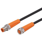 ifm electronic Female 4 way M8 to Male 4 way M8 Sensor Actuator Cable, 2m