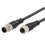 Molex Female 5 way M12 to Male 5 way M12 Sensor Actuator Cable, 3m