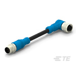 TE Connectivity Right Angle Female; Male 5 way M12 to Straight 5 way M12 Sensor Actuator Cable, 1m