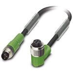 Phoenix Contact Right Angle Female 3 way M12 to Straight Male 3 way M8 Sensor Actuator Cable, 600mm