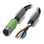 Phoenix Contact Straight Female 4 way M12 to Unterminated Sensor Actuator Cable, 1m