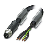 Phoenix Contact Straight Male 4 way M12 to Unterminated Sensor Actuator Cable, 2m