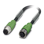 Phoenix Contact Straight Male 3 way M12 to Straight Female 3 way M12 Sensor Actuator Cable, 3m
