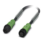 Phoenix Contact Straight Male 3 way M12 to Straight Female 3 way M12 Sensor Actuator Cable, 300mm