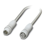 Phoenix Contact Male 4 way M12 to Female 4 way M12 Sensor Actuator Cable, 3m