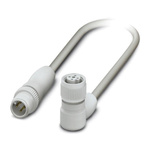 Phoenix Contact Right Angle Female 4 way M12 to Straight Male 4 way M12 Sensor Actuator Cable, 600mm