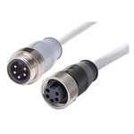 Harting Straight Female 5 way 7/8 in Circular to Straight Male 5 way 7/8 in Circular Sensor Actuator Cable, 1m