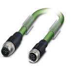 Phoenix Contact Straight Male M12 to Female M12 Bus Cable, 10m