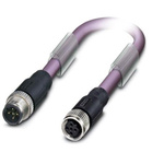 Phoenix Contact Straight Male M12 to Female M12 Bus Cable, 15m