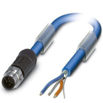 Phoenix Contact Straight Male M12 to Unterminated Bus Cable, 15m