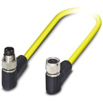 Phoenix Contact Straight Female 3 way M8 to Right Angle Male 3 way M8 Sensor Actuator Cable, 1.5m