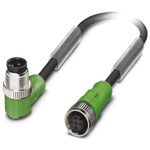 Phoenix Contact Straight Female 4 way M12 to Right Angle Male 4 way M12 Sensor Actuator Cable, 600mm