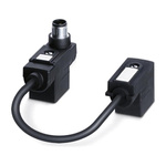 Phoenix Contact Straight Female 4 way DIN 43650 Form B x 2 to Straight Male M12 Sensor Actuator Cable, 200mm