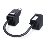 Phoenix Contact Straight Female 4 way DIN 43650 Form BI x 2 to Right Angle Male M12 Sensor Actuator Cable, 100mm