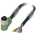 Phoenix Contact Right Angle Female 8 way M12 to Sensor Actuator Cable, 10m