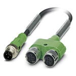 Phoenix Contact Male 4 way M12 to Female 4 way M12 x 2 Sensor Actuator Cable, 600mm