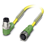 Phoenix Contact Male 4 way M12 to Female 4 way M12 Sensor Actuator Cable, 1.5m