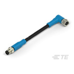 TE Connectivity Right Angle Female; Male 4 way M8 to Straight 4 way M8 Sensor Actuator Cable, 5m