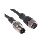 Molex Straight Female 4 way M12 to Straight Male M12 Sensor Actuator Cable, 5m