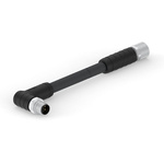 TE Connectivity Right Angle Male 4 way M12 to Straight Female 4 way M12 Sensor Actuator Cable, 1.5m