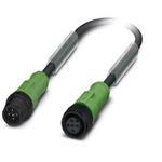 Phoenix Contact Straight Male M12 to Female M12 Sensor Actuator Cable, 300mm