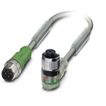 Phoenix Contact Straight Male M12 to Female M12 Sensor Actuator Cable, 300mm