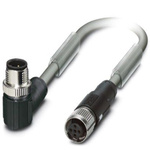 Phoenix Contact Right Angle Male M12 to Straight Female M12 Bus Cable, 15m