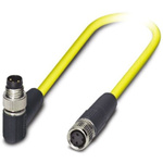 Phoenix Contact Right Angle Female 3 way M8 to Right Angle Male 3 way M8 Sensor Actuator Cable, 1.5m