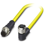 Phoenix Contact Right Angle Female 8 way M12 to Straight Male 8 way M12 Sensor Actuator Cable, 500mm