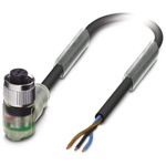 Phoenix Contact Right Angle Female 3 way M12 to Unterminated Sensor Actuator Cable, 3m