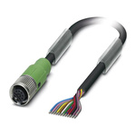 Phoenix Contact Female 12 way M12 to Sensor Actuator Cable, 3m