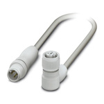 Phoenix Contact Straight Male 4 way M12 to Right Angle Female 4 way M12 Sensor Actuator Cable, 300mm