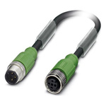 Phoenix Contact Male 3 way M12 to Female 3 way M12 Sensor Actuator Cable, 600mm
