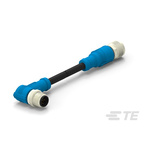 TE Connectivity Right Angle Female; Male 5 way M12 to Straight 5 way M12 Sensor Actuator Cable, 500mm