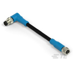 TE Connectivity Right Angle Female; Male 4 way M8 to Straight 4 way M8 Sensor Actuator Cable, 5m