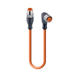 Lumberg Automation Straight Male 4 way M12 to Right Angle Female 4 way M12 Sensor Actuator Cable, 4m