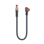 Lumberg Automation Straight Male 3 way M8 to Right Angle Female 3 way M8 Sensor Actuator Cable, 1m