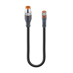 Lumberg Automation Straight Male 3 way M12 to Right Angle Female M12 Sensor Actuator Cable, 3m